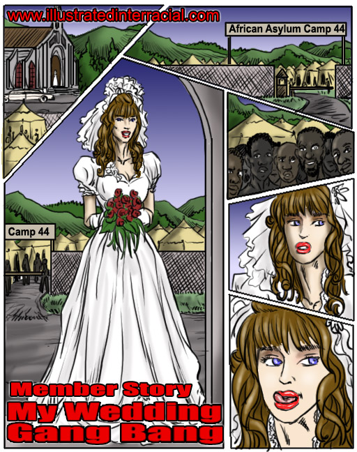 Interracial Bride Fuck - My Wedding GangBang- illustrated interracial - Porn Cartoon Comics