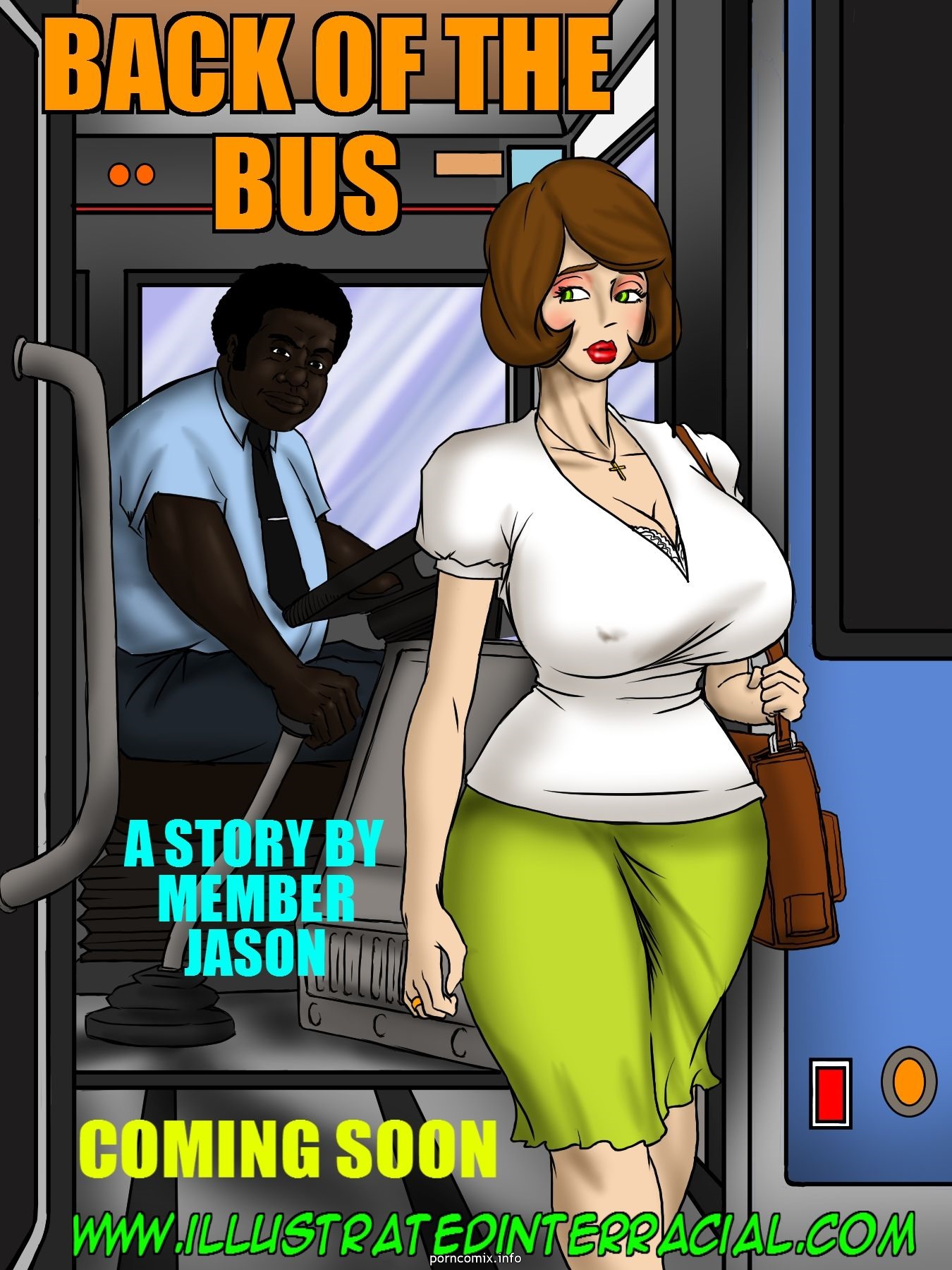 illustrated interracial- Back Of The Bus - Porn Cartoon Comics