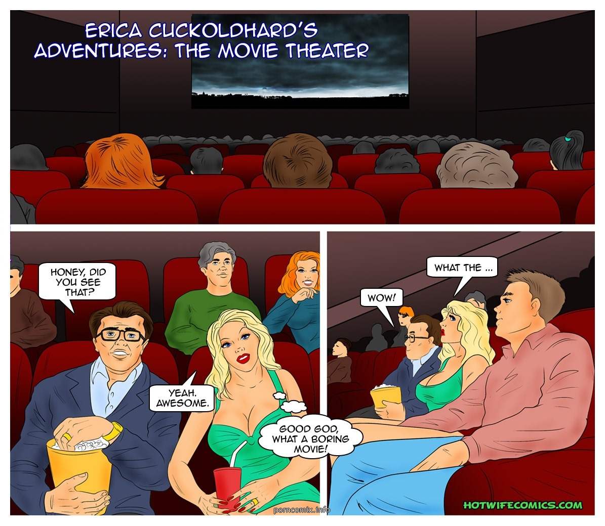Hot Wife- The Movie Theater - Porn Cartoon Comics