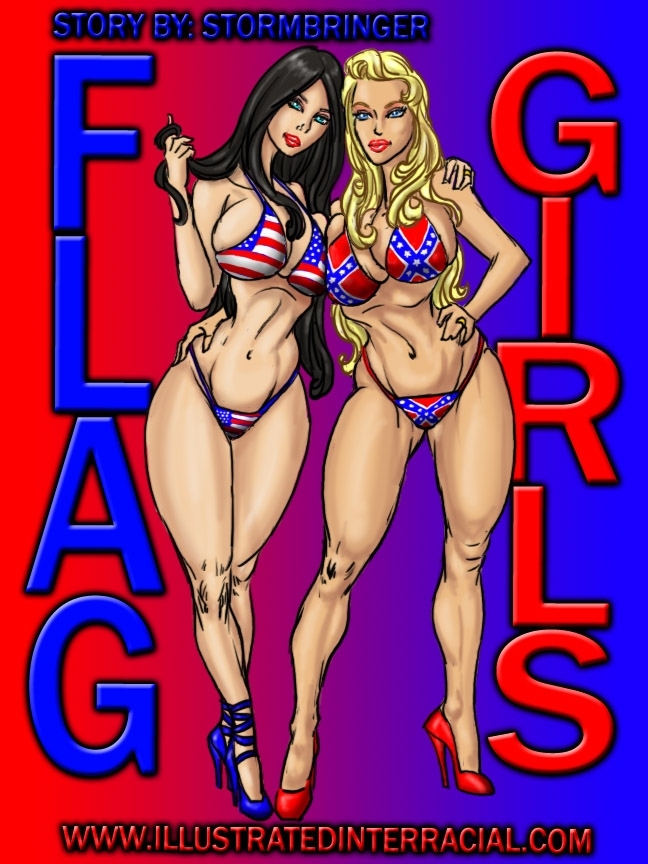 Flag Girls- Illustrated interracial - Porn Cartoon Comics