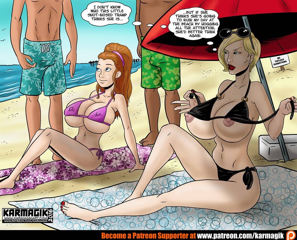 1024px x 828px - Karmagik - Randi and Olivia at the Beach - Porn Cartoon Comics