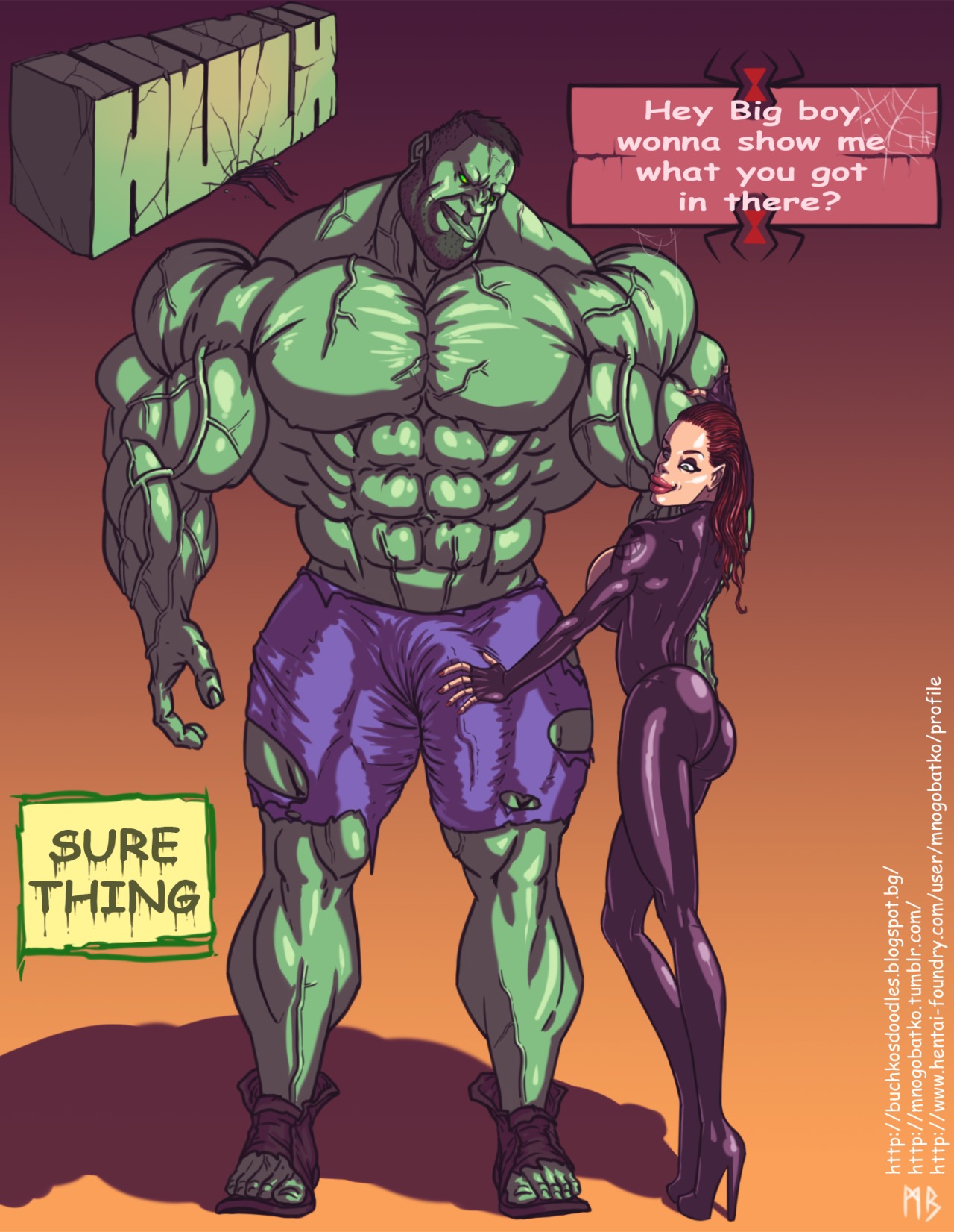 Anime Hulk Porn - Hulk vs Black Widow- Mnogobatko - Porn Cartoon Comics
