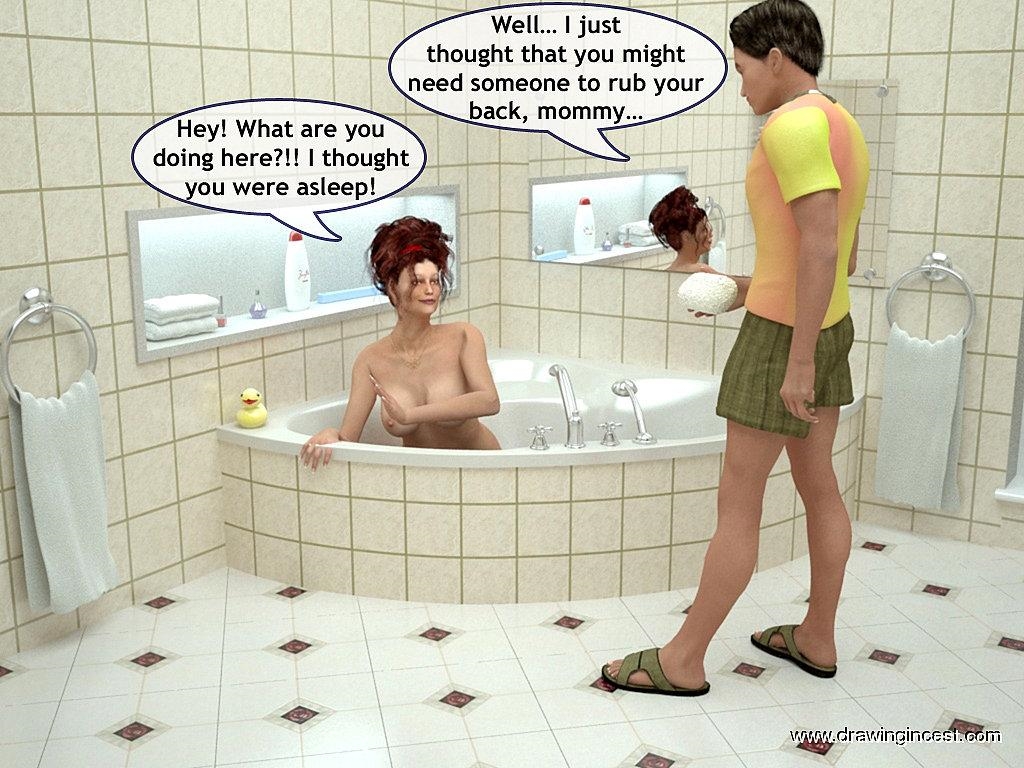 Cartoon Bathroom Porn - Son helps his mom to relax in a bathroom - Porn Cartoon Comics