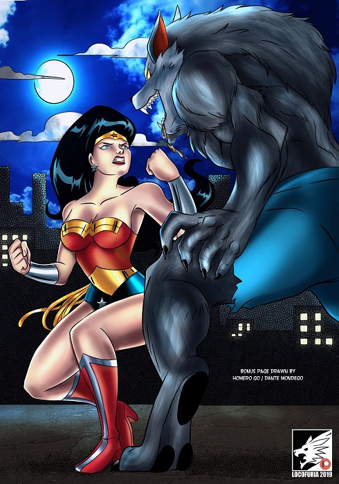 Anthro Wonder Woman vs Werewolf- Locofuria