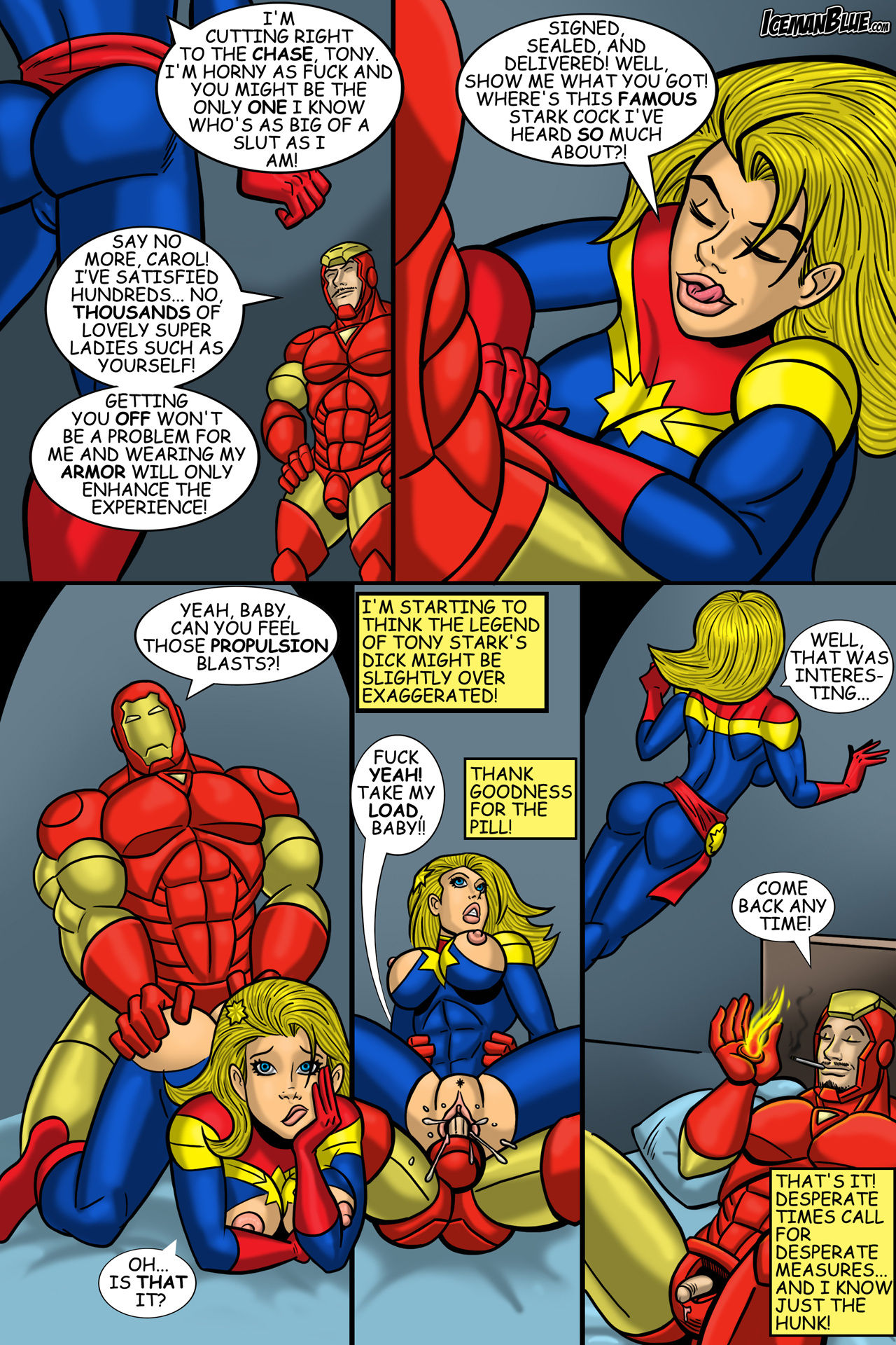 Captain Marvel- Iceman Blue - Porn Cartoon Comics