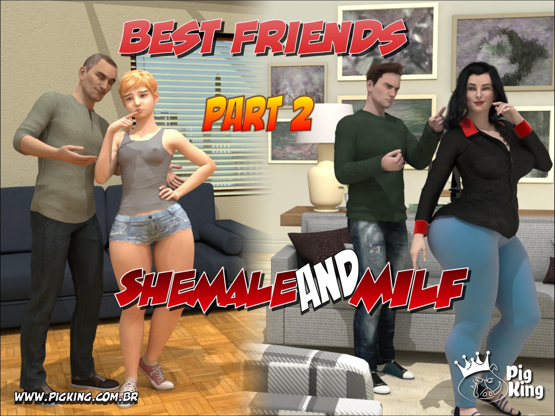 1920px x 1440px - Best Friends Part 2- PigKing (Shemale and Milf) - Porn Cartoon Comics