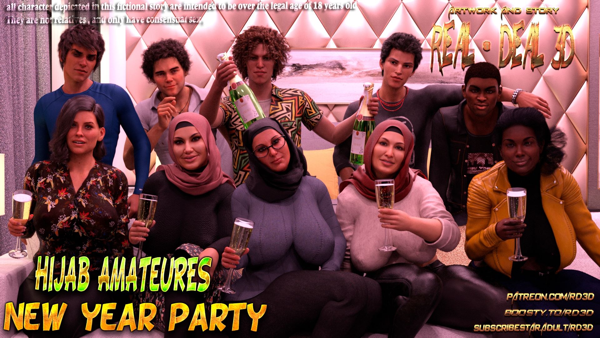 Hijab Amateures - New Year Party Real-Deal 3D afbeelding